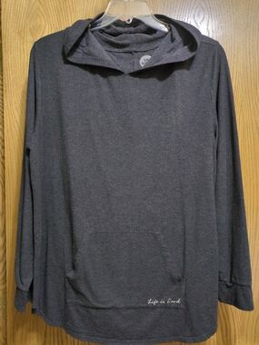 Life Is Good Women's Dark Charcoal Lightweight Hooded Pullover